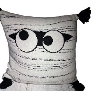 Mummy Face Chenille Fluffy Buttery Soft Pillow Tassels 17x17" Goth Emo Zip Cover